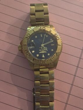 Invicta Gold Tone Watch with Blue Dial